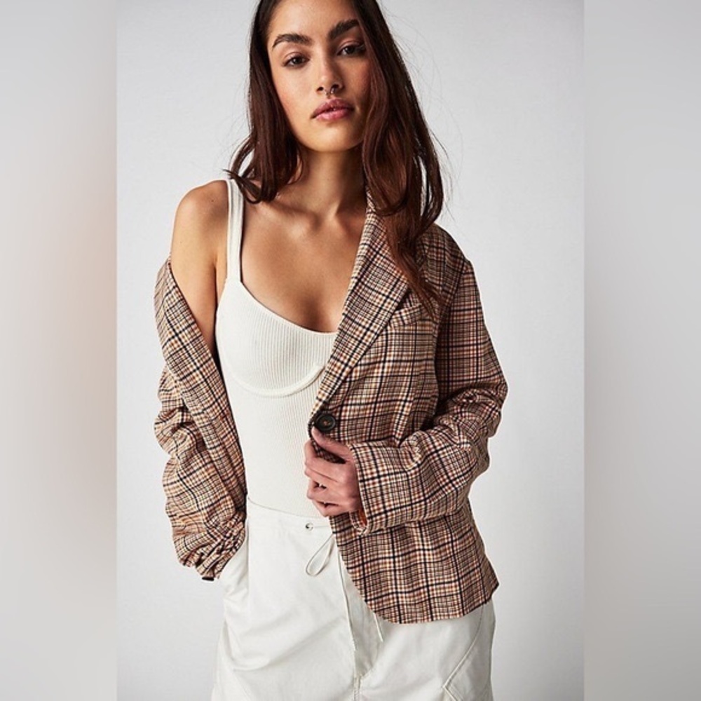 NWOTFree people Cali Plaid Blazer 22”p2p